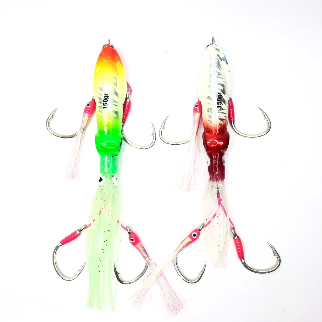 Umpan Lure Metal Jig Cumi 150gr GID The Angler Series + 2 Assist Double Hook GID 3/0