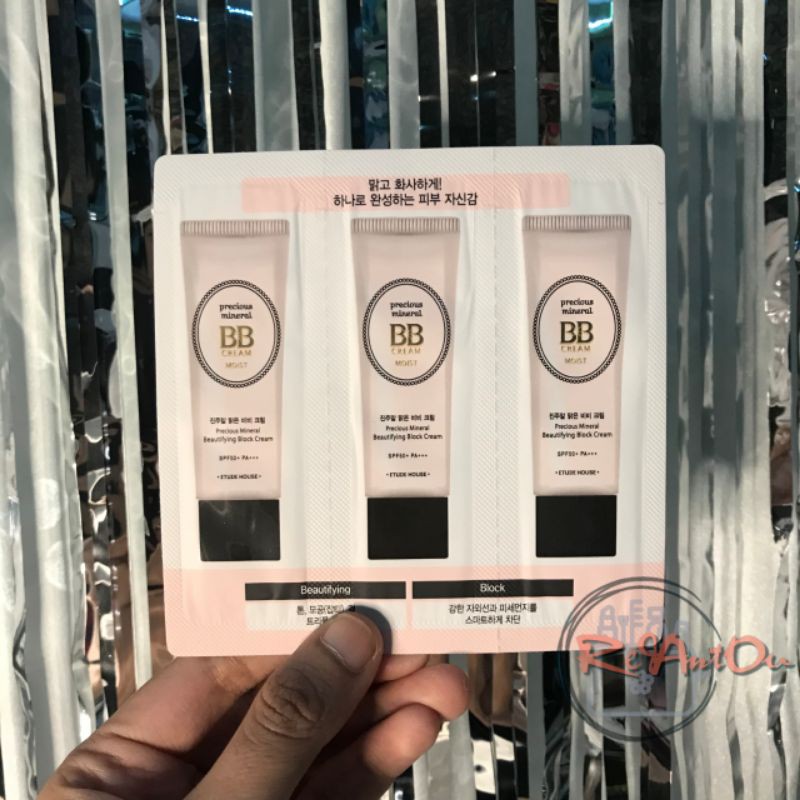 ORI Etude House Precious Mineral Block BB Cream Sachet 1ml / Makeup Korea Murah Sample Foundation
