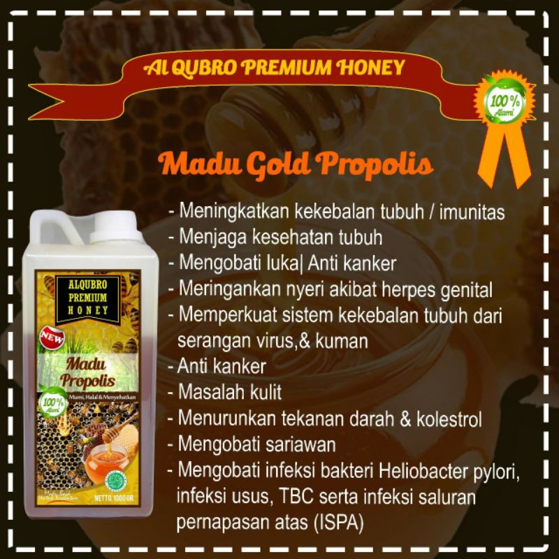 MADU PREMIUM ALQUBRO MADU PROPOLIS 1kg - Al Qubro Premium Honey 100% Natural