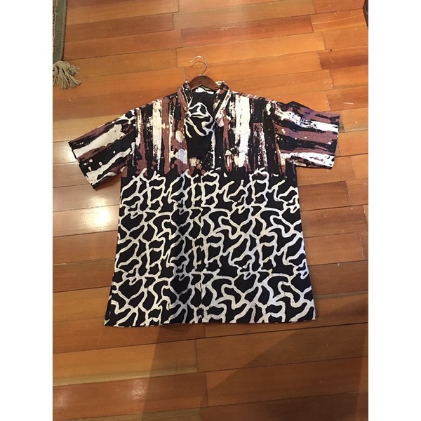 Hem Katun Viskos Batik abstrak Kemeja Koko By Dian Pelangi ( ORIGINAL ) Limited Edition 