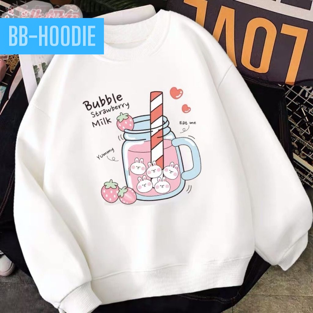 Sweater Buble Strawberry Milk Korean Style | Dhea Fashion