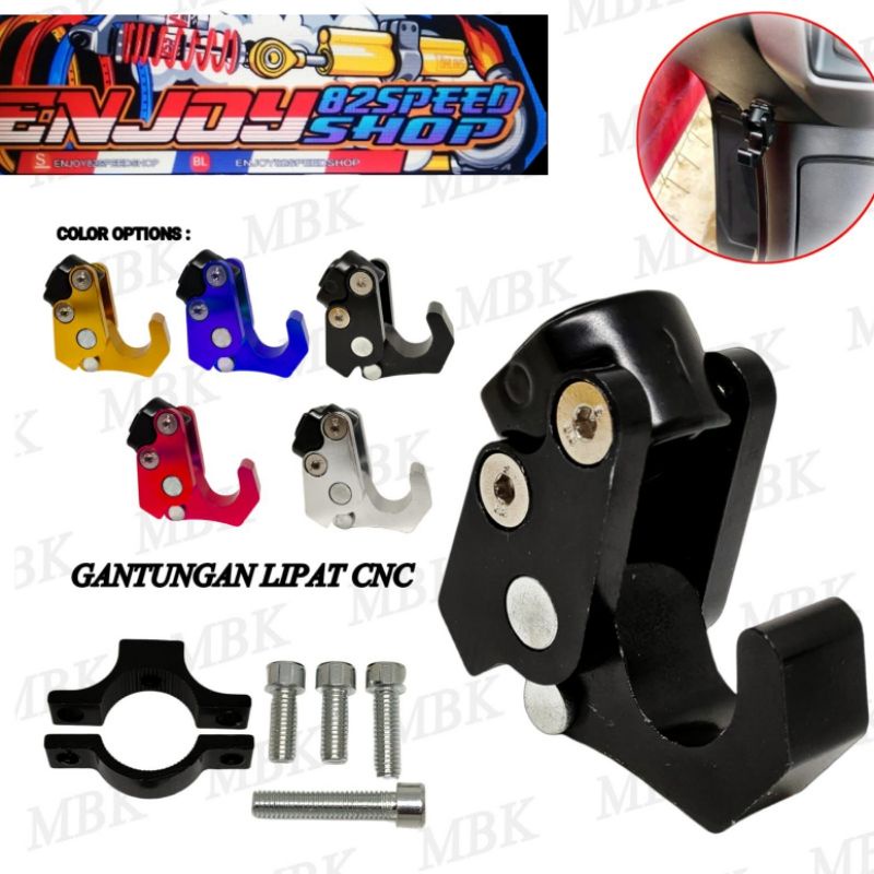 Gantungan Barang Lipat cnc Universal dan breket stang ke pcx cross dll