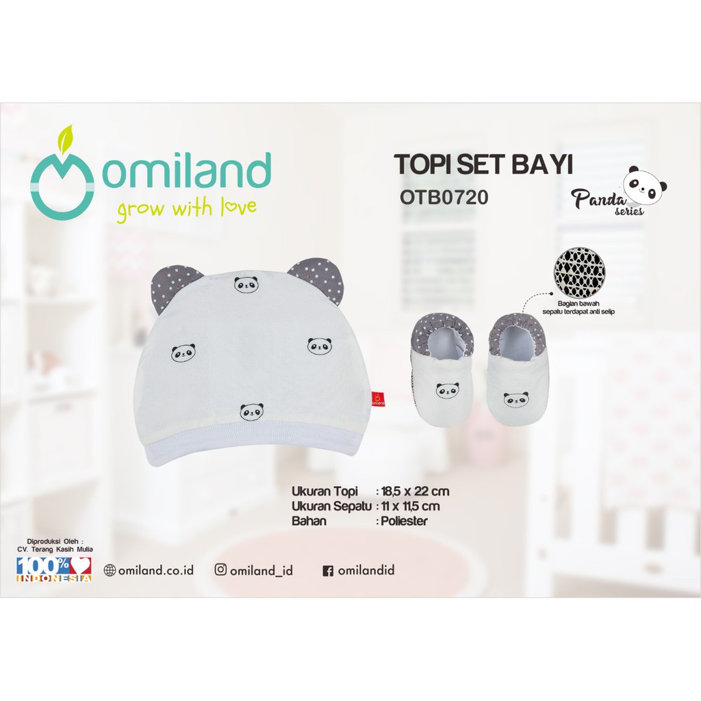 Omiland OTB0720 Topi Bayi Sepatu Bayi Set Panda Series