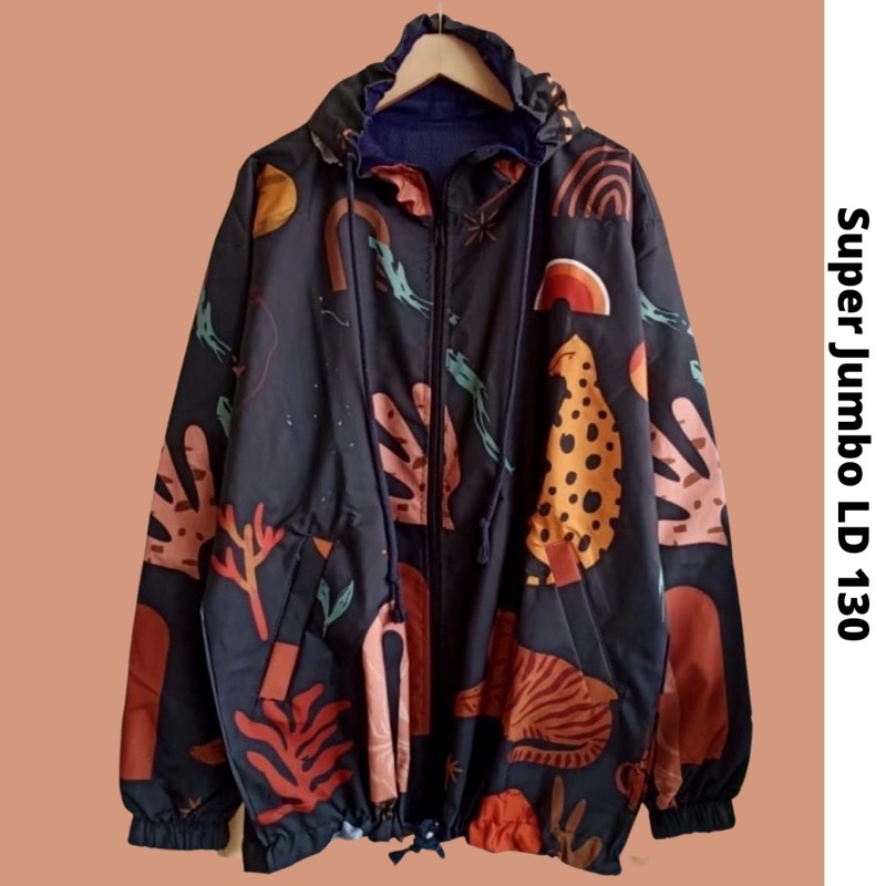 JAKET PARASUT  PRINTING WANITA/PRIA OVER SIZE JUMBO