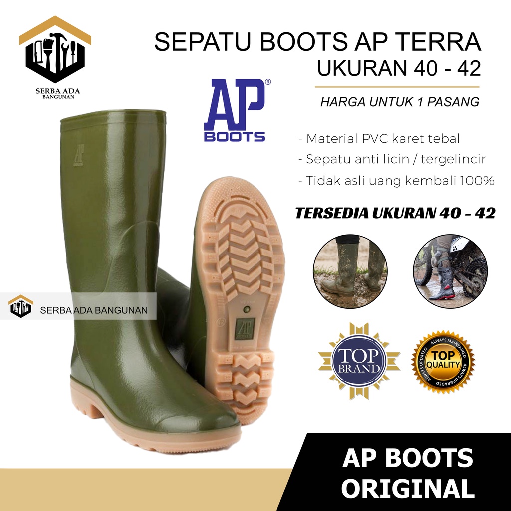 SEPATU SAFETY BOOTS MODEL PANJANG ECO HIJAU SIZE 40-42 AP ORIGINAL 100%