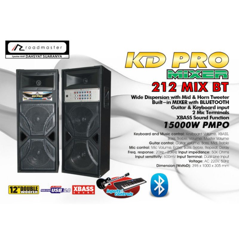 Speaker Aktif Roadmaster Kd Pro 212 Mix Usb BT Bluetooth