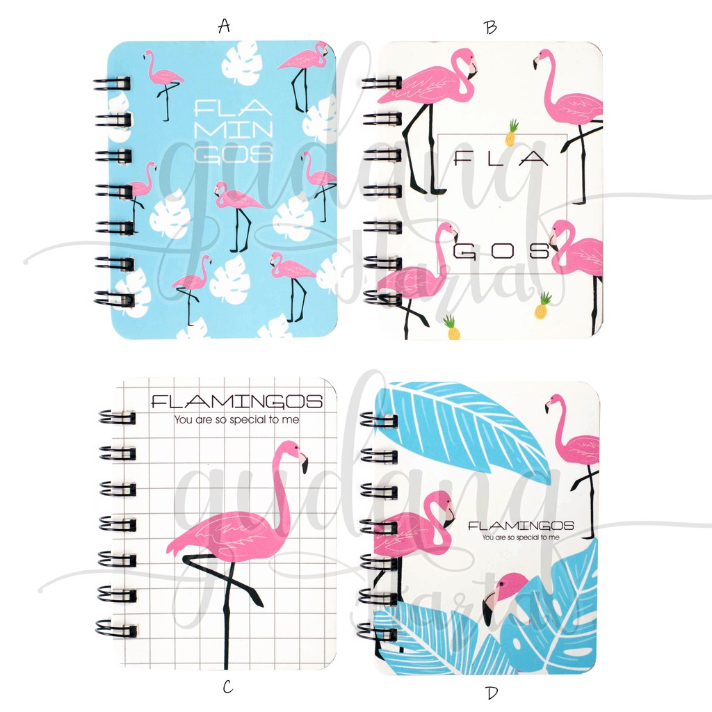 Notebook Mini Spiral Flamingo Blue Buku Catatan Burung Unik GH 308137