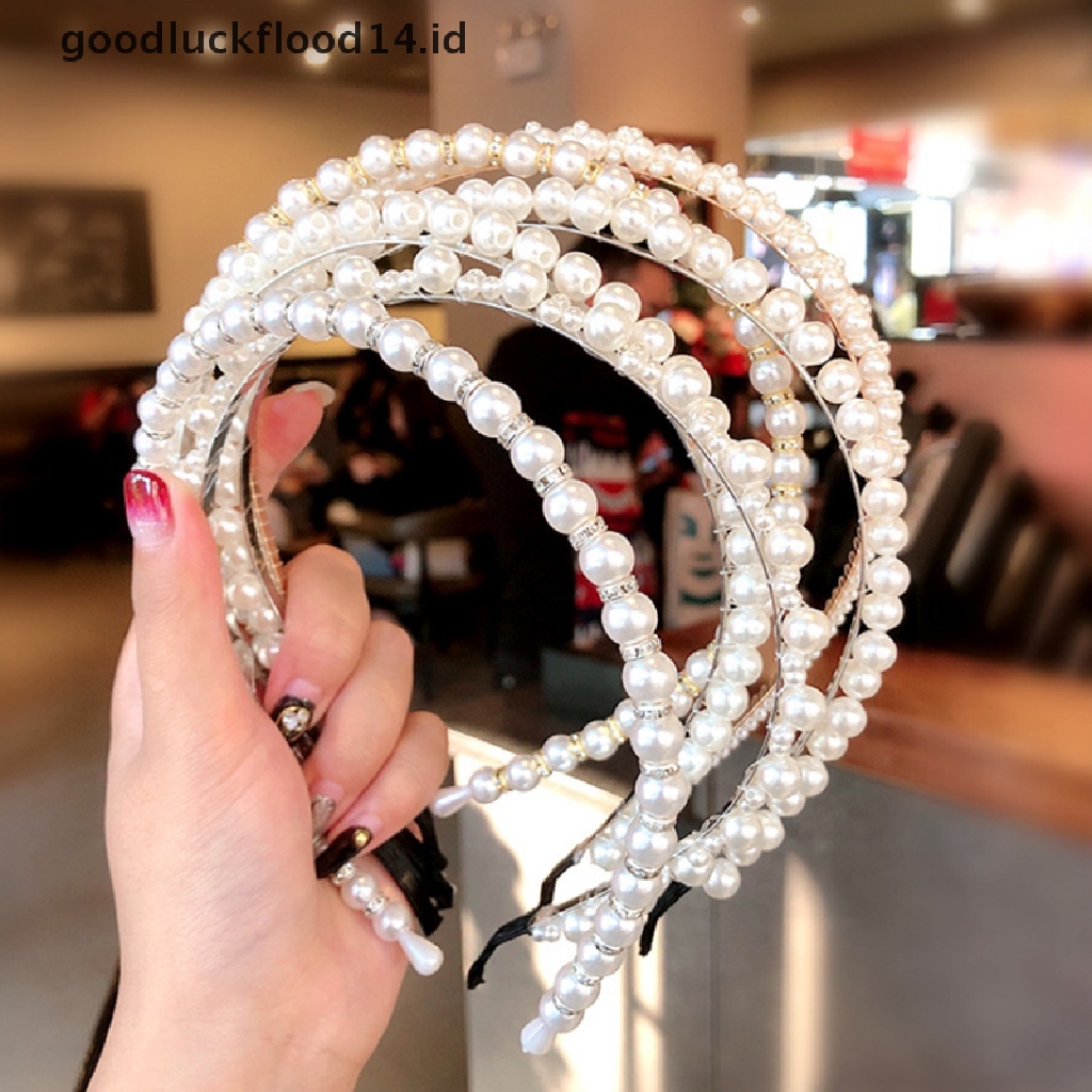 [OOID] Punk Women Pearls Simple Hairbands Sweet Headband Hair Hoops Holder Head Band ID