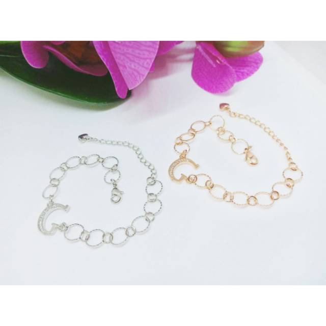 Fourfashion NEW Gelang Huruf Sirkon Rantai Besar XUPING