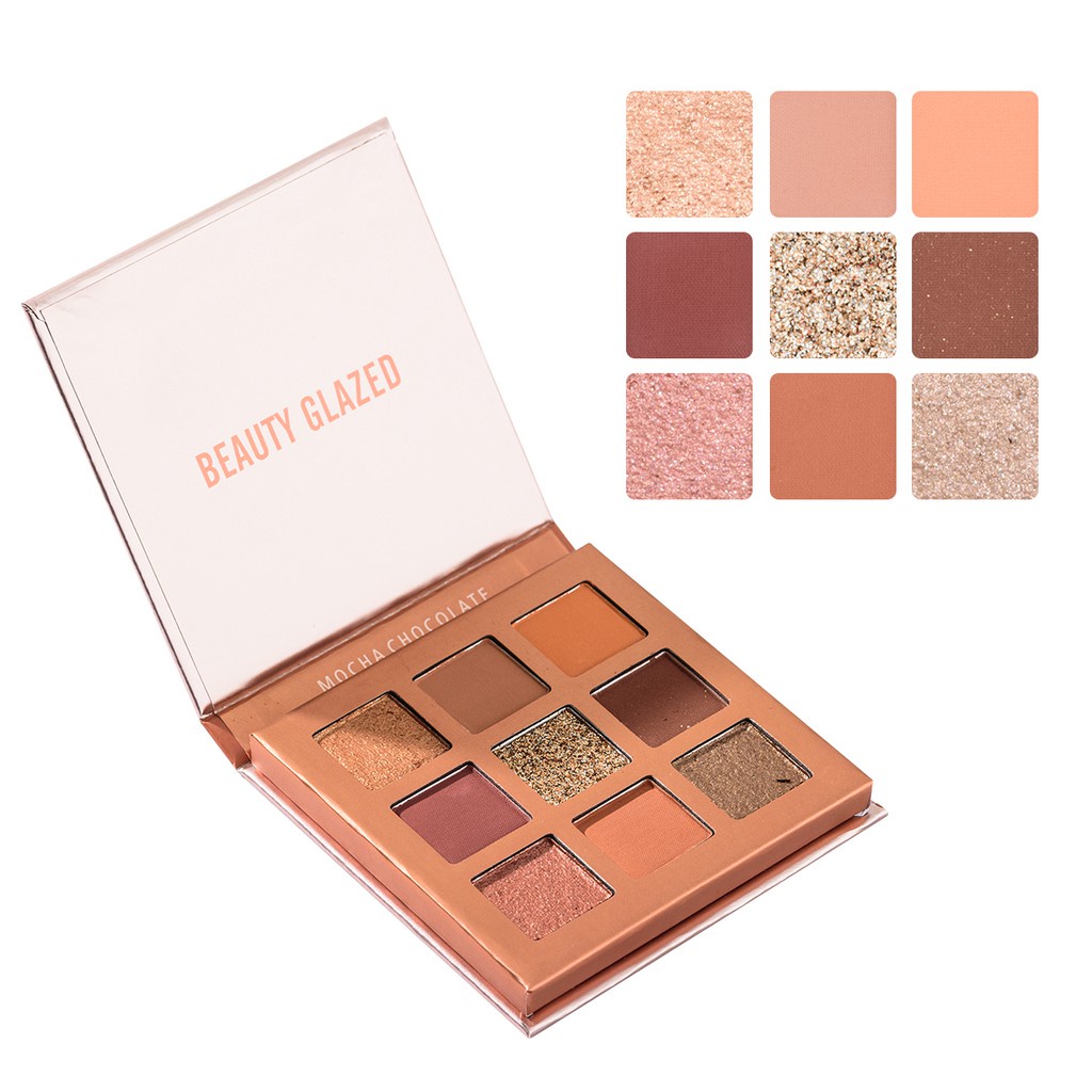 BEAUTY GLAZED 9 Warna Palet Eyeshadow Pigmented Kosmetik Riasan Mata Tahan Air