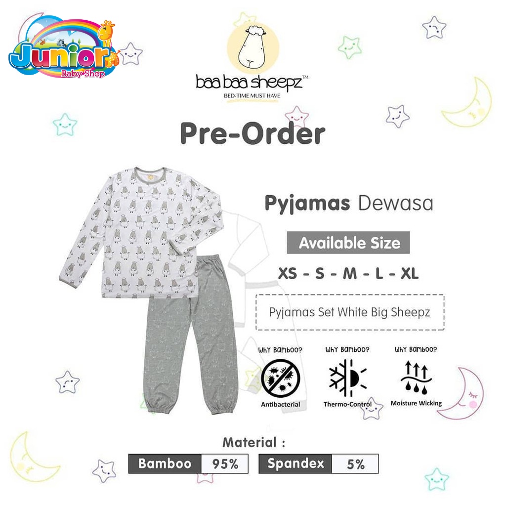 Pyjamas Adult Long Sleeve Big Sheepz White Baa Baa Sheepz