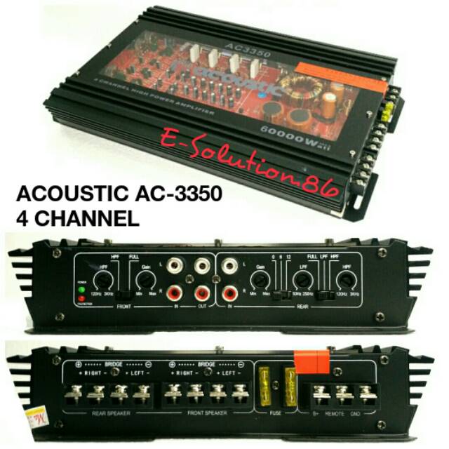 Power Amplifier Mobil ACOUSTIC AC 3350 4 Channel Power Mobil Ampli Mobil Power Supply