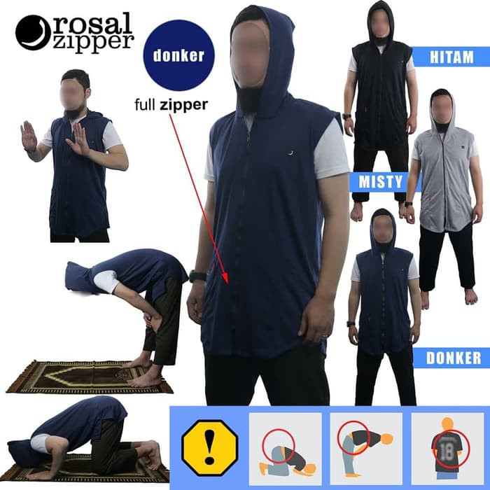 Rosal Zipper Rompi Shalat HOODIE Gamis Pria Gamis Laki Laki Fashion Muslim Pria