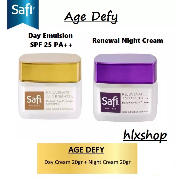 Safi Age Defy Renewal Night Cream + Radiant Day Emulsion SPF 25 PA ++ 25 gr Krim Siang Malam