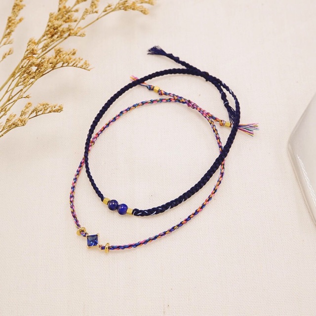 Allside Gelang Tali / Gelang Gypsy / Gelang Boho 1 set blue crystal