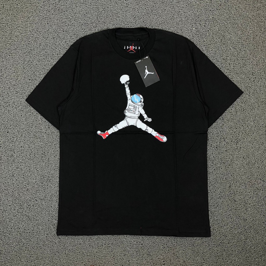 Kaos Nike Air Jordan Jump Man 23 Astronauts Middle Printed Logo Tees Black