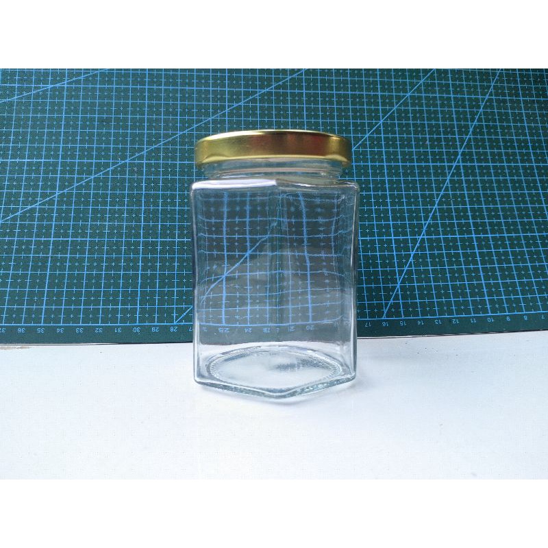 BOTOL TOPLES KACA JAR HEXAGONAL / TOPLES BUMBU / TOPLES SAMBAL/ TOPLES MADU