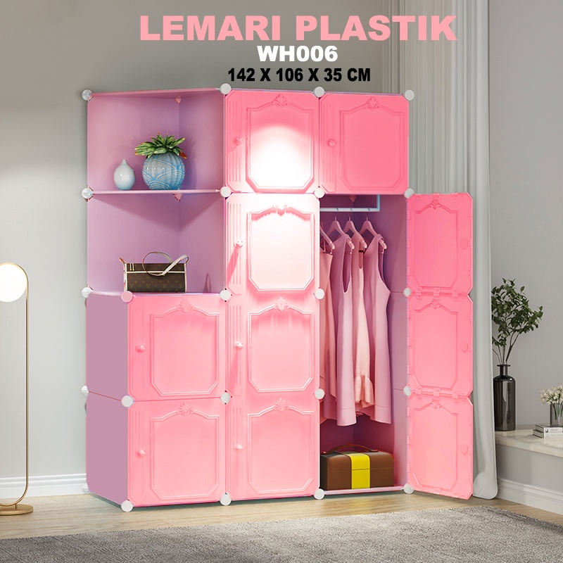 Lemari Plastik 10 Pintu 2 Rak - 1 Gantungan Lemari Plastik Lemari Serbaguna Lemari Portable