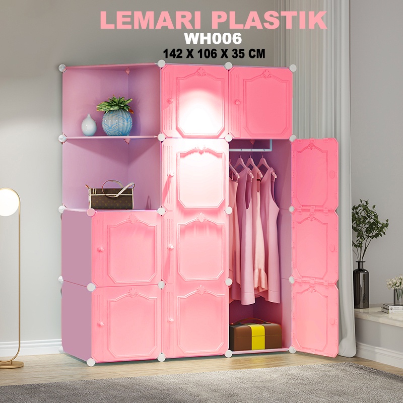 Lemari 10 pintu + 2 rak 1 gantungan baju dan rak lemari serbaguna lemari cantik FW88