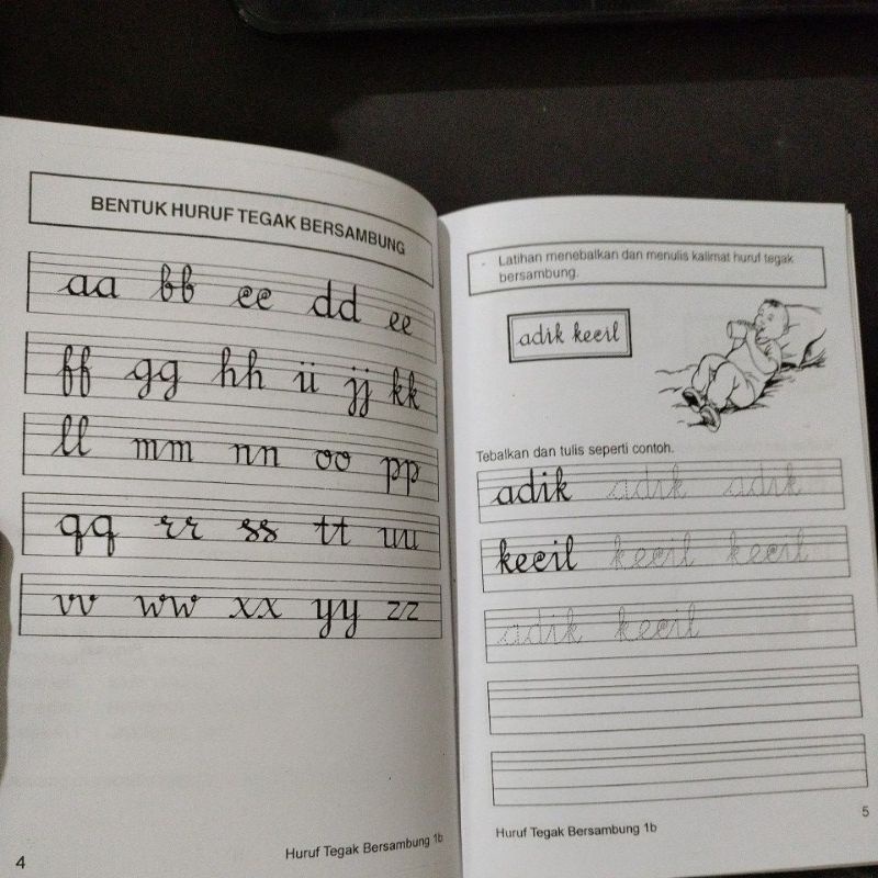 buku belajar menulis huruf tegak bersambung 1a&amp; 1b (15x24cm)