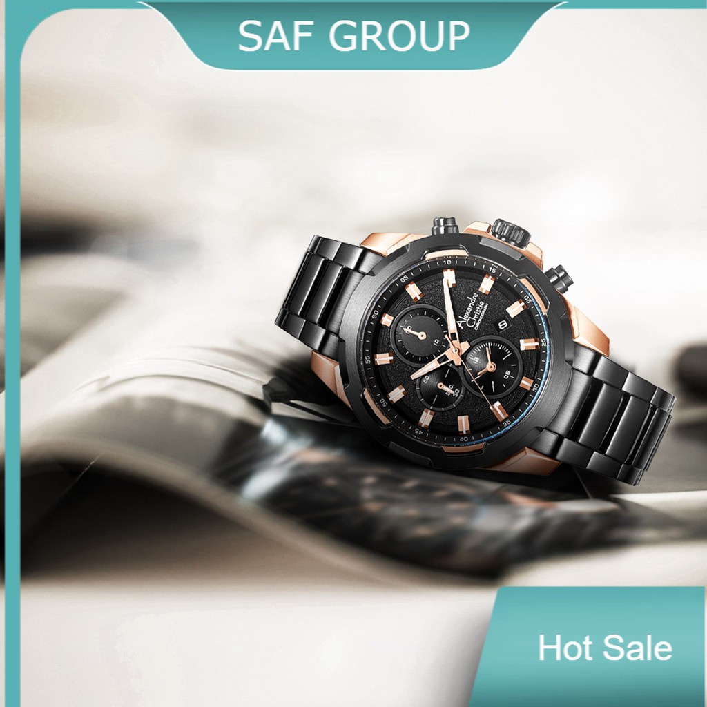 JAM TANGAN PRIA ALEXANDRE CHRISTIE AC 6523 / AC6523 ROSEGOLD BLACK CHRONO ORIGINAL by plp