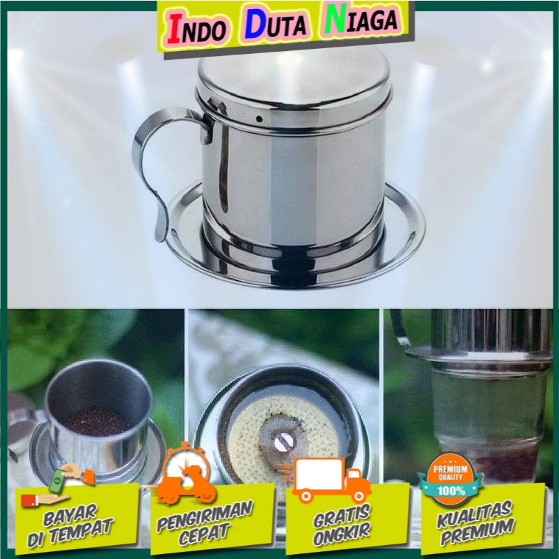 One Two Cups Filter Saring Kopi Vietnamese Coffee Pot Stainless - LC2