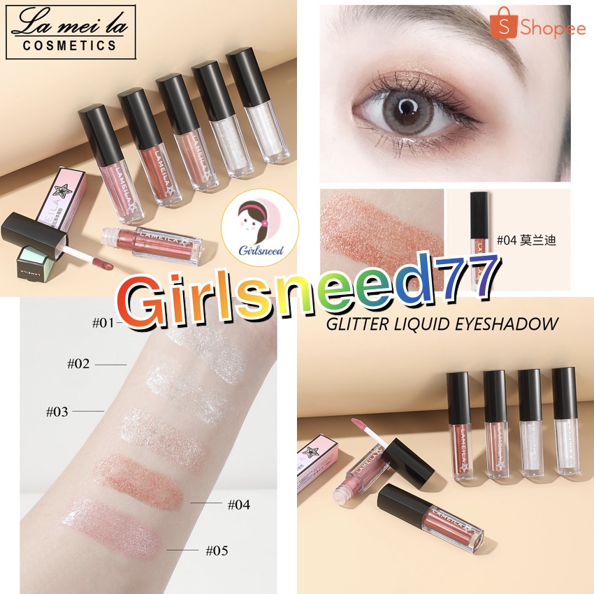 GIRLSNEED77 LAMEILA GLITTER LIQUID EYSHADOW 1033 5 varian Warna Eye Shadow Cair Makeup Mata Lameila Cosmetics Kosmetik Wajah