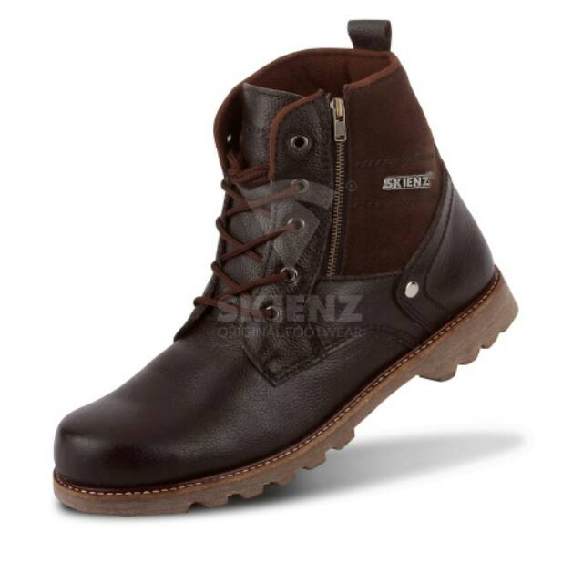 Sepatu Boots Safety Pria Resleting Skienz Kansas Kulit Sapi Asli