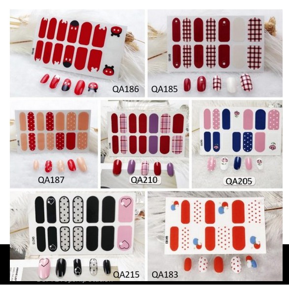 (14Pcs) Stiker Kuku Model Korea / Nail Sticker / Stiker Kuku Mickey Bear / Nail Art