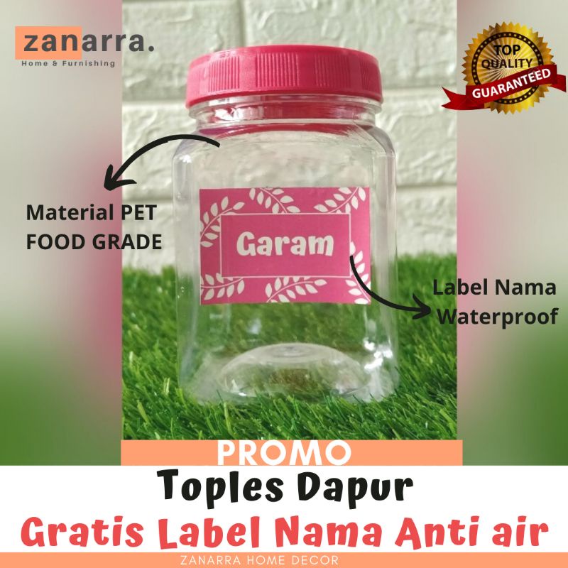Toples Bumbu Dapur Warna Pink  Wadah Bumbu Tempat Bumbu Plastik Free Sticker Anti Air by Zanarra