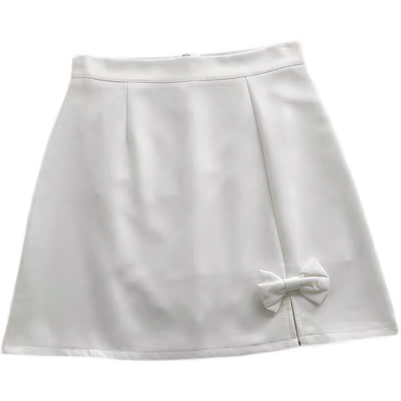 (S-XXL) LMB cute ribbon korean style skirt rok wanita belah dengan pita