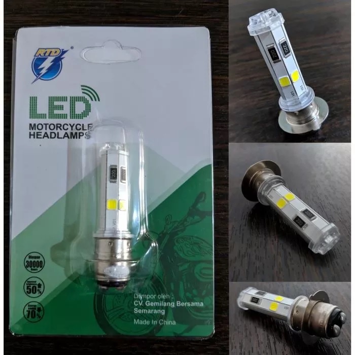 Lampu Depan Motor LED l Variasi Aksesoris Lampu 4 LED Super Terang Colok Utama Motor Songket H6 Ujung Pelangi Arus DC Universal Murah