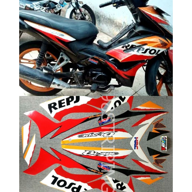 STRIPING HONDA BLADE REPSOL TAHUN 2010 STIKER STRIPING LIS STANDAR ORI