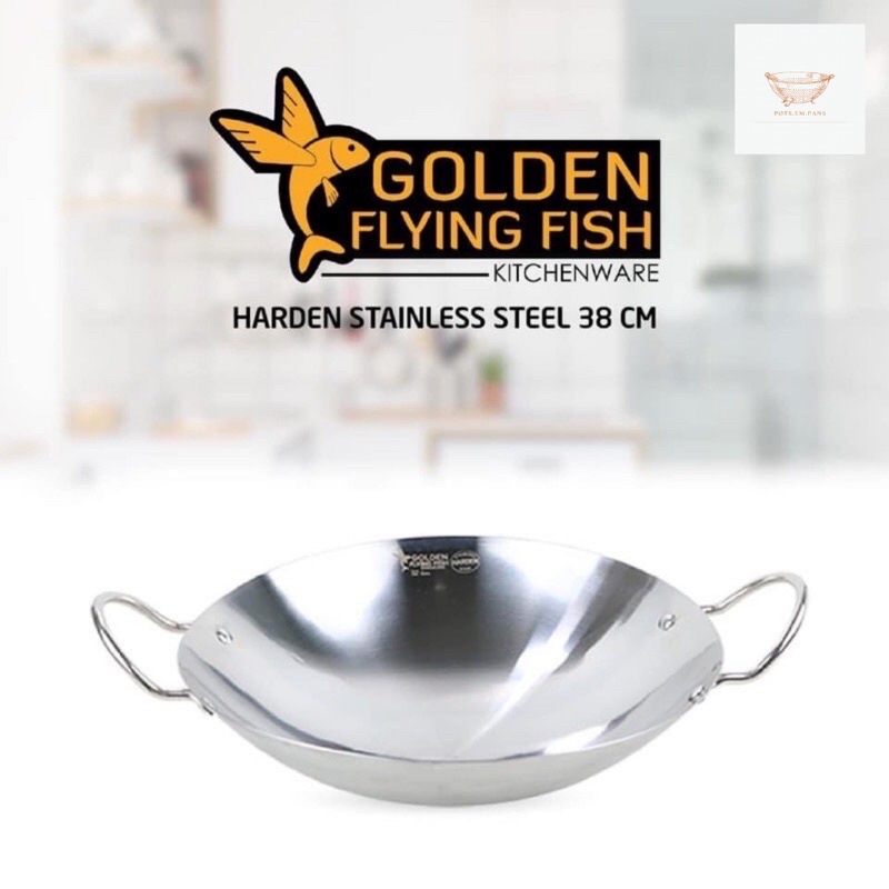 Golden Flying Fish Wajan Anti Lengket & Stainless Harden Steel 38cm