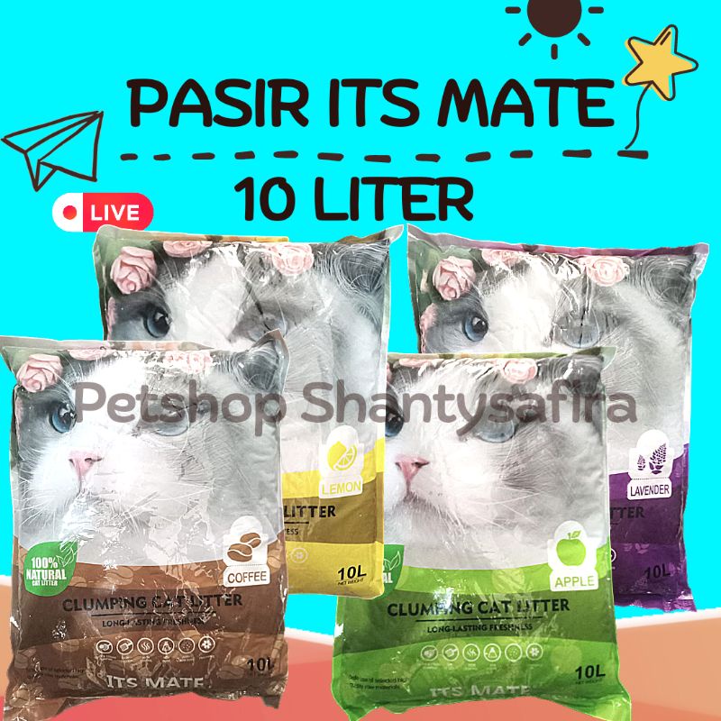 EKSPEDISI/GRAB: PASIR KUCING ITS MATE IMPORT 10 LITER CAT LITTER PASIR GUMPAL WANGI