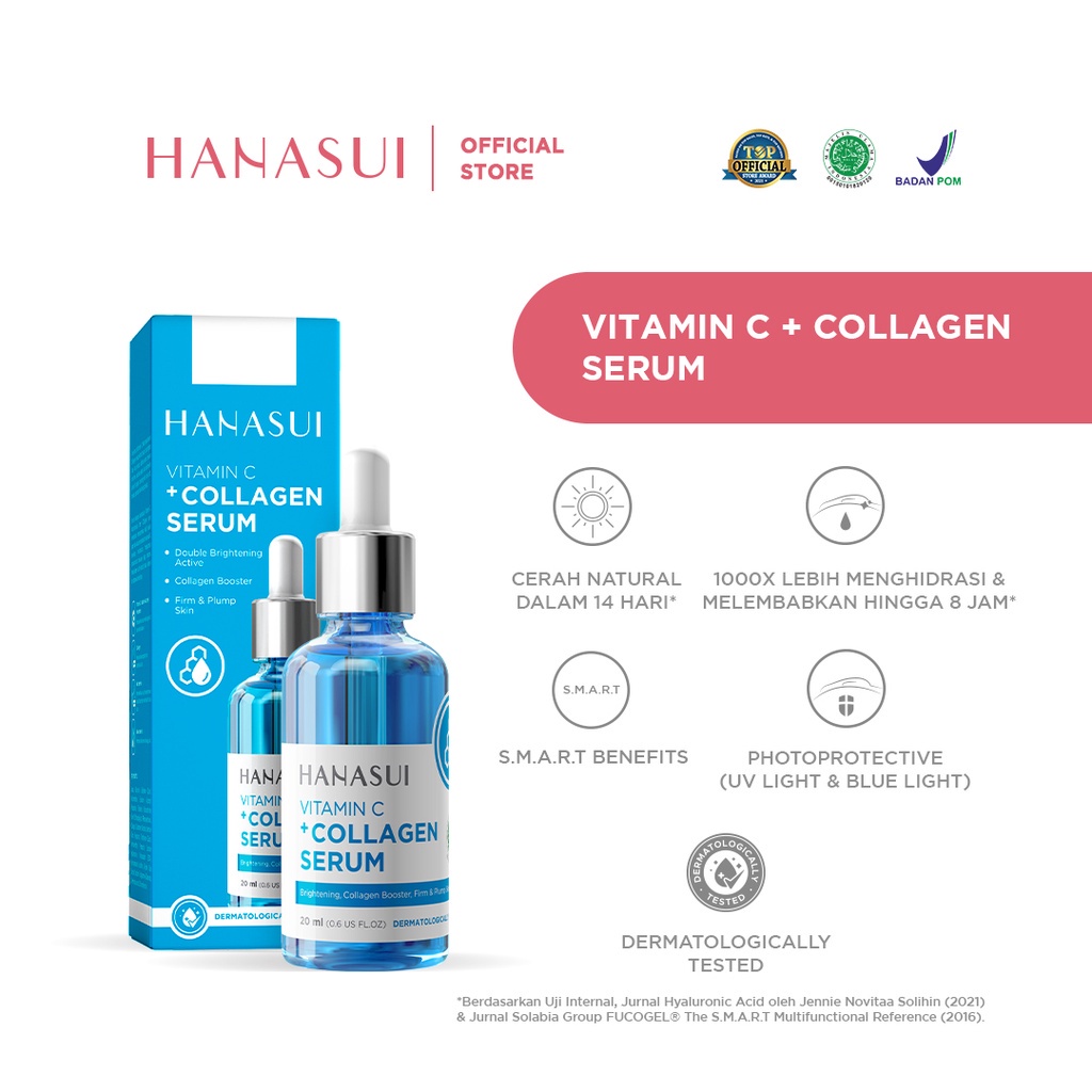 HANASUI FACIAL SERUM VITAMIN C + COLLAGEN - TERDAFTAR BPOM - SERUM WAJAH - SERUM MUKA HANASUI