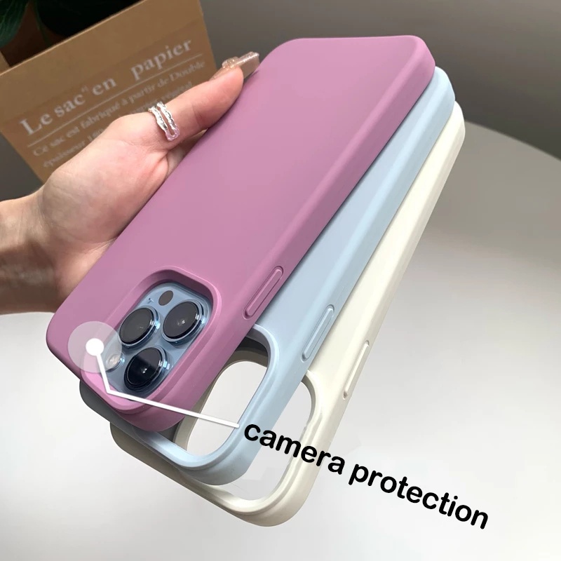 IPHONE Untuk Iphone14 13 PRO Max case Sand Pink Full Tertutup Real Liquid Silicone case Untuk Iphone12 PRO 78 SE2 X XS Max XR 8 7 plus 11 PRO Max Casing Ponsel