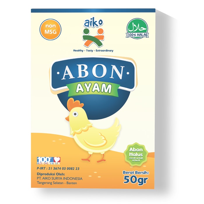 

ABON- AIKO ABON AYAM UNTUK MPASI 50 GR HALAL, NON MSG -MAKANAN-KERING.