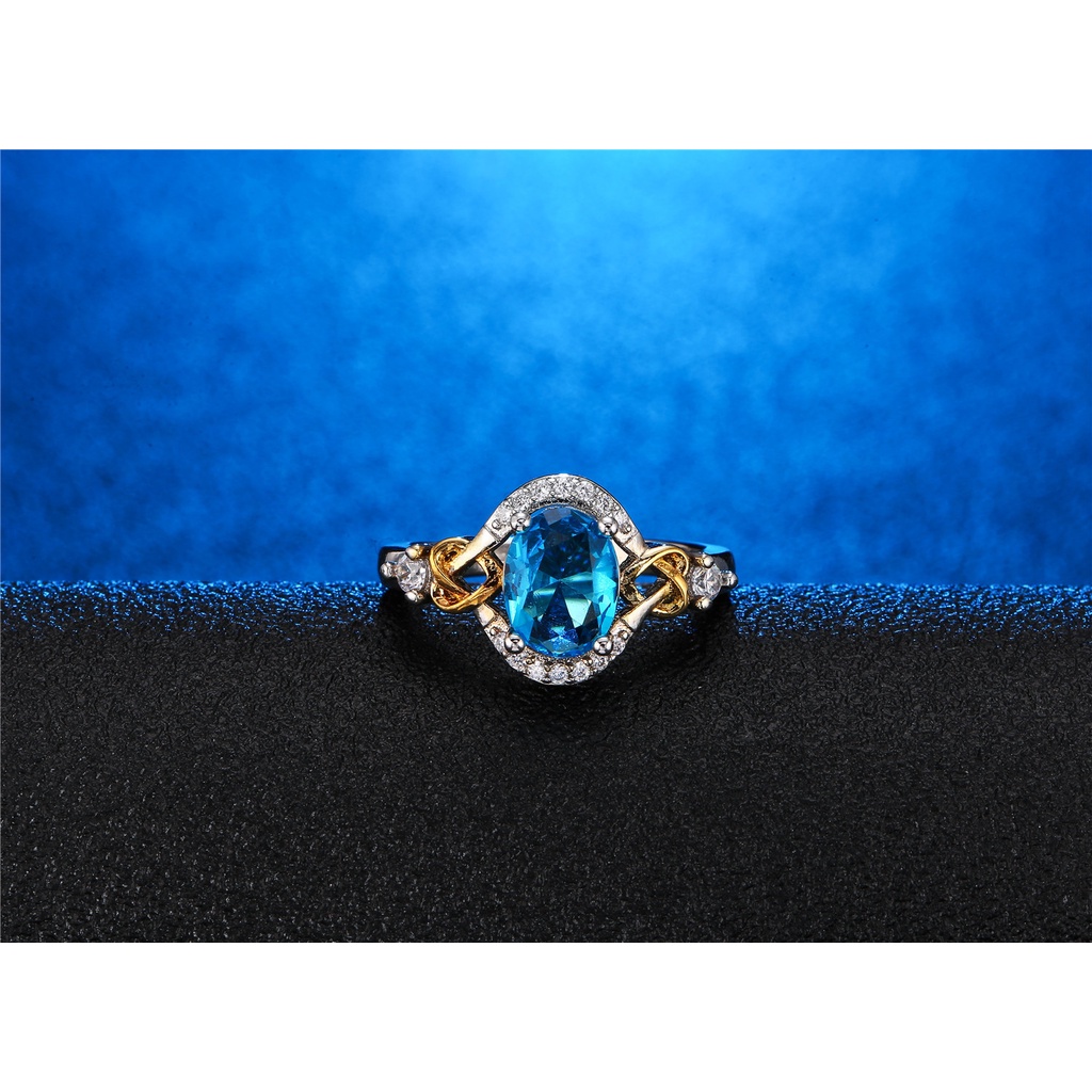 Cincin electroplating Hias zircon Dua Warna Gaya Eropa Amerika Untuk Wanita