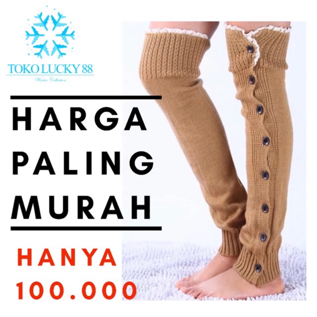 IMPORT Leg Warmer Button Winter Wool Penghangat Kaki