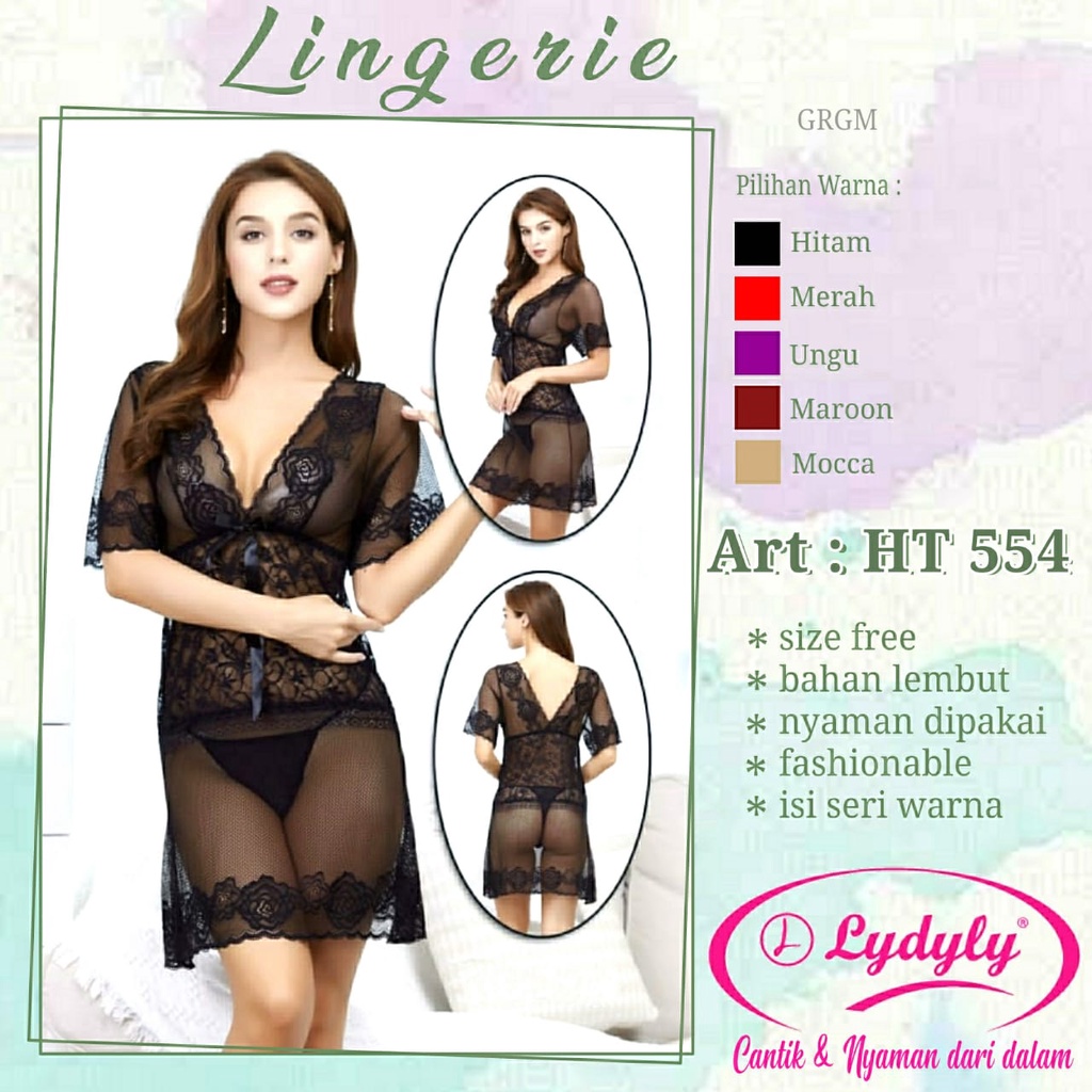 Lingerie set bahan sifon transparan