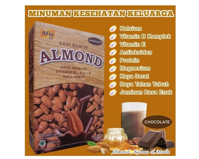 

Afis Sari Bubuk Almond Chocolate 200gr - Susu Bubuk Kedelai