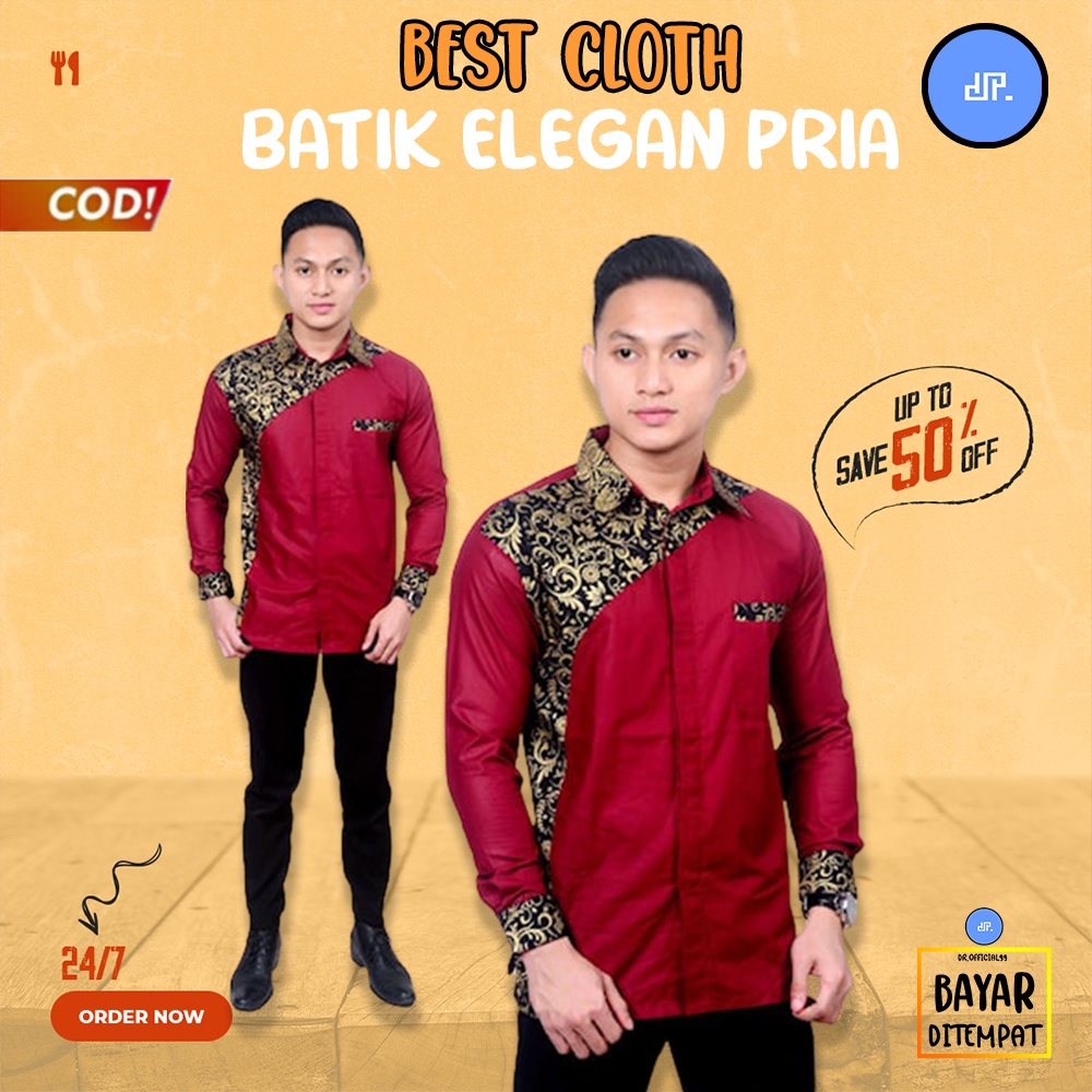 DR KEMEJA BATIK PRIA MURAH LENGAN PANJANG BAHAN KATUN HALUS (M/L/XL) B123