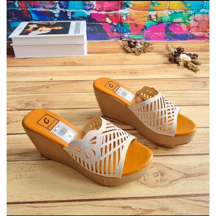 ABBUSHOES Nn 30 wedges kupu2 presan marina sol karet 7cm