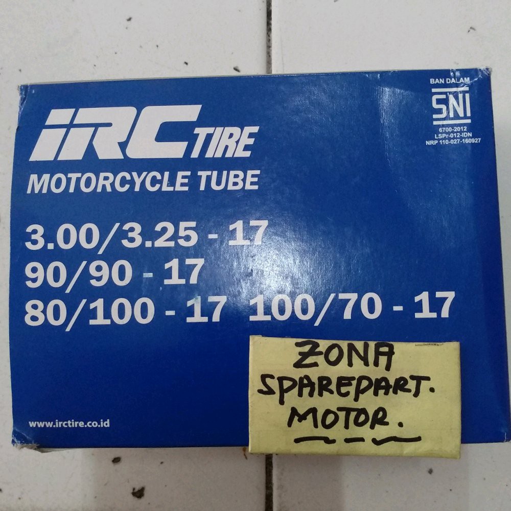 Ban Dalam IRC 90/90 325 ring 17; 80/100;100/70 17