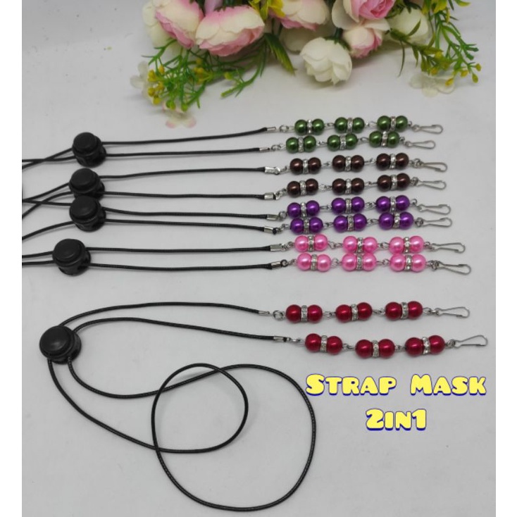 Strap Mask | Lanyard Mask With Adjustable Strap | Konektor Tali 2 in 1 | Strap Mask 2 in 1