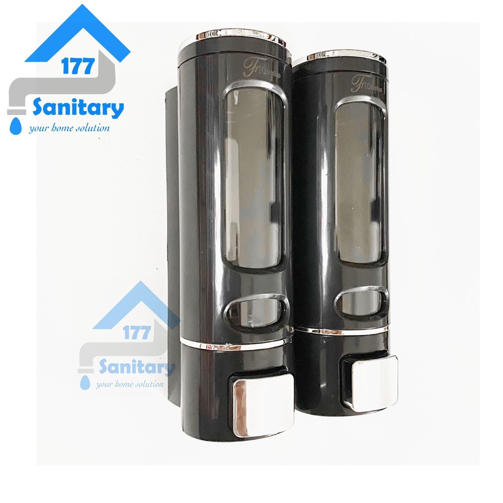 tempat sabun cair double hitam F50-2H-soap dispenser rak sabun cair black fiorentino slim 400ml x 2pc sanitary177