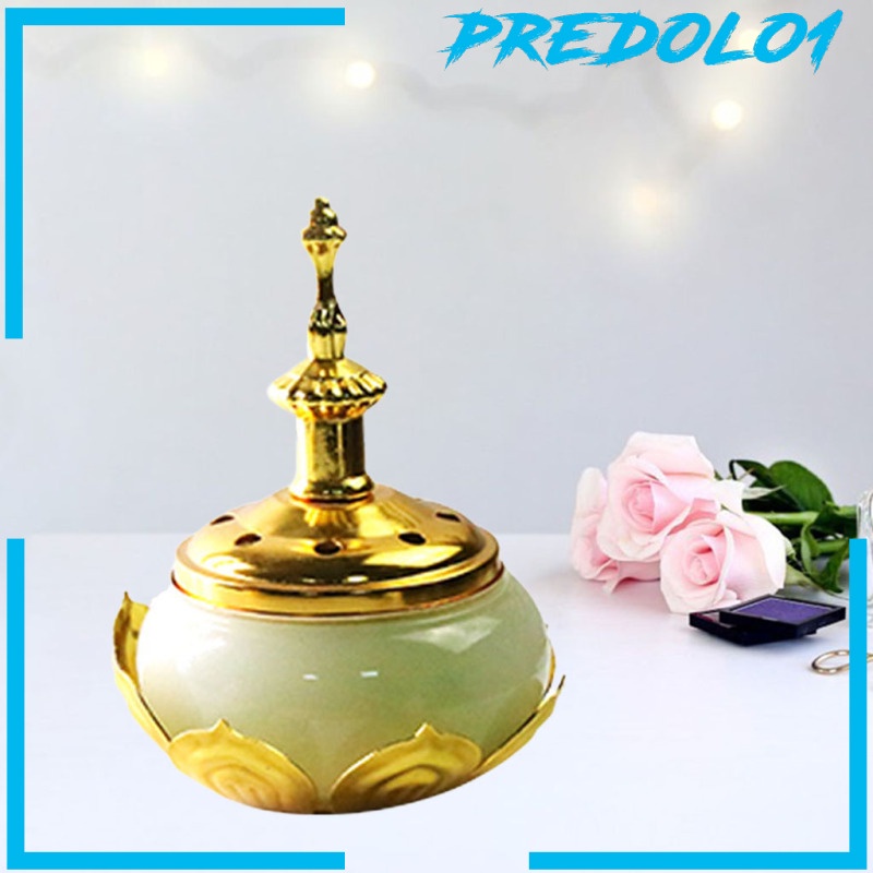 [PREDOLO1] Lotus Incense Burner with Removable Lid Cone Coil Holder Censer Ornament Indoor Bedroom Meditation