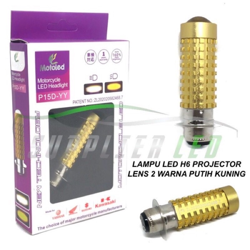 Lampu LED Motor Socket H6 Laser Projector LENS Dua Warna MT-LED CSP