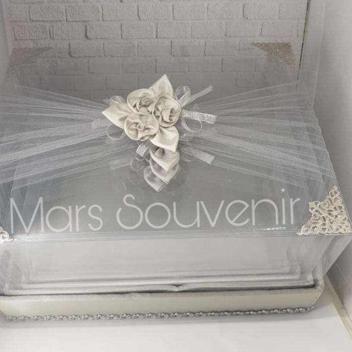 

➺ Box Hantaran Seserahan Mika Tile Silver 1 Set Isi 4 Box - ✱